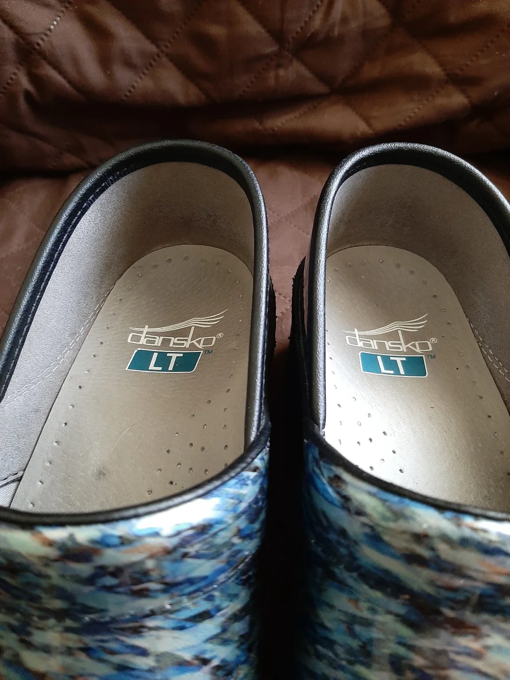 Dansko LT Blue Multi-Pattern Clogs - Picture 2 of 6